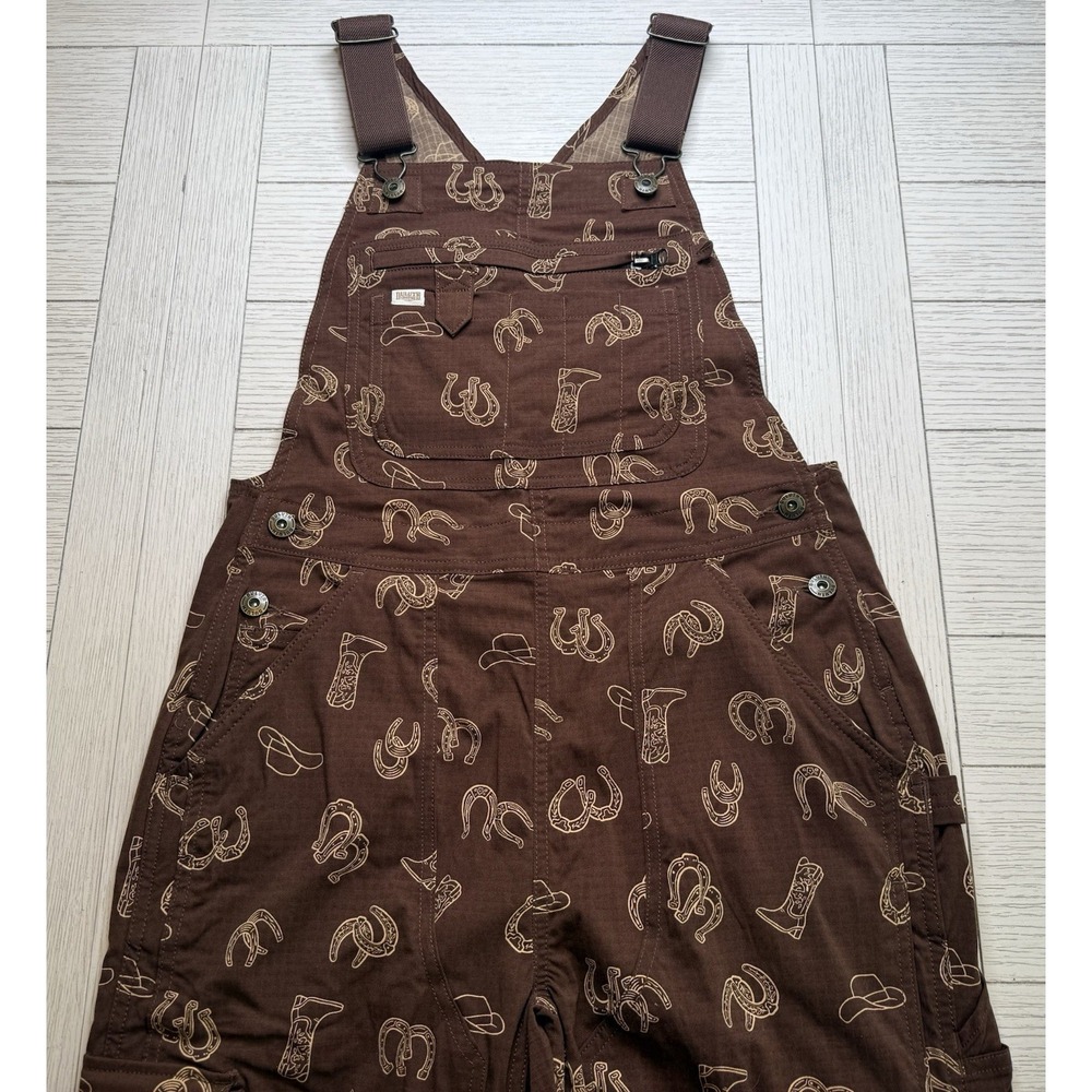 Duluth Trading Co Women's Heirloom Bib Overalls Dark Roast Western Charm XS/31 - Picture 4 of 10